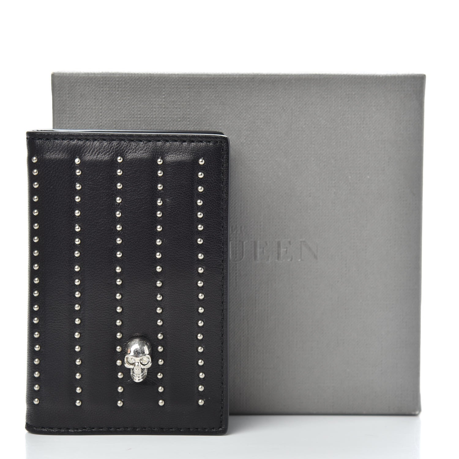 Alexander McQueen Calfskin Studded Skull Card Holder Black 7 of 7