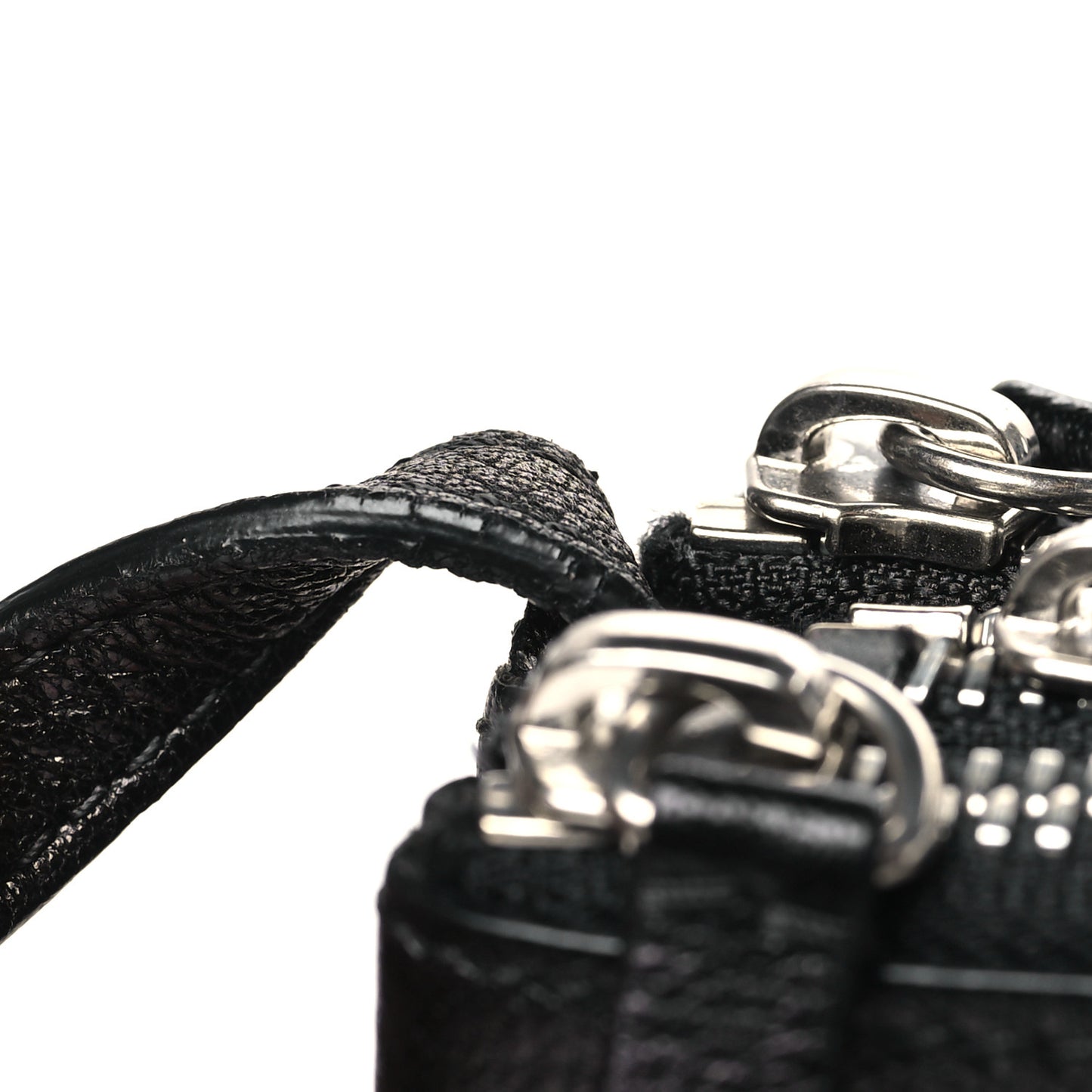 Shiny Textured Calfskin Trio Crossbody Bag Black
