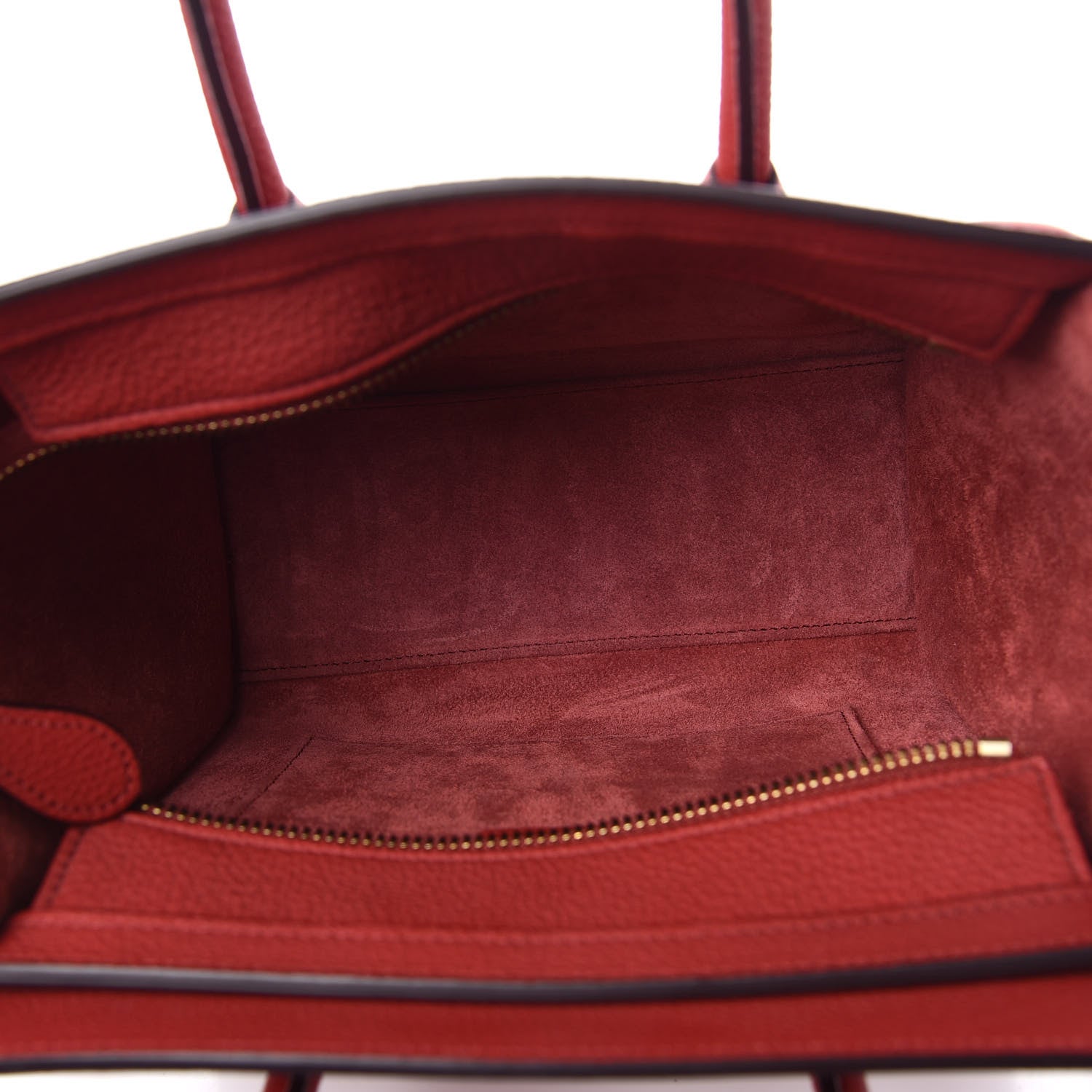 Celine Drummed Calfskin Nano Luggage Red 5 of 10