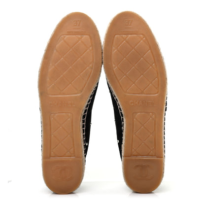 Chanel Suede Pearl CC Espadrilles 37 Black 5 of 13