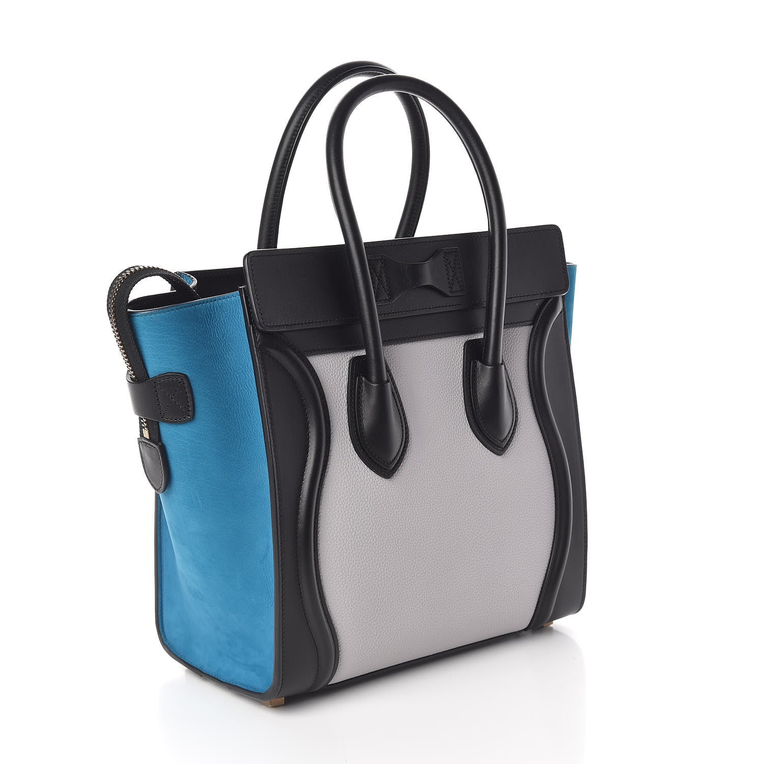 Celine Baby Grained Calfskin Nubuck Micro Tri-Color Luggage Light Grey 3 of 9