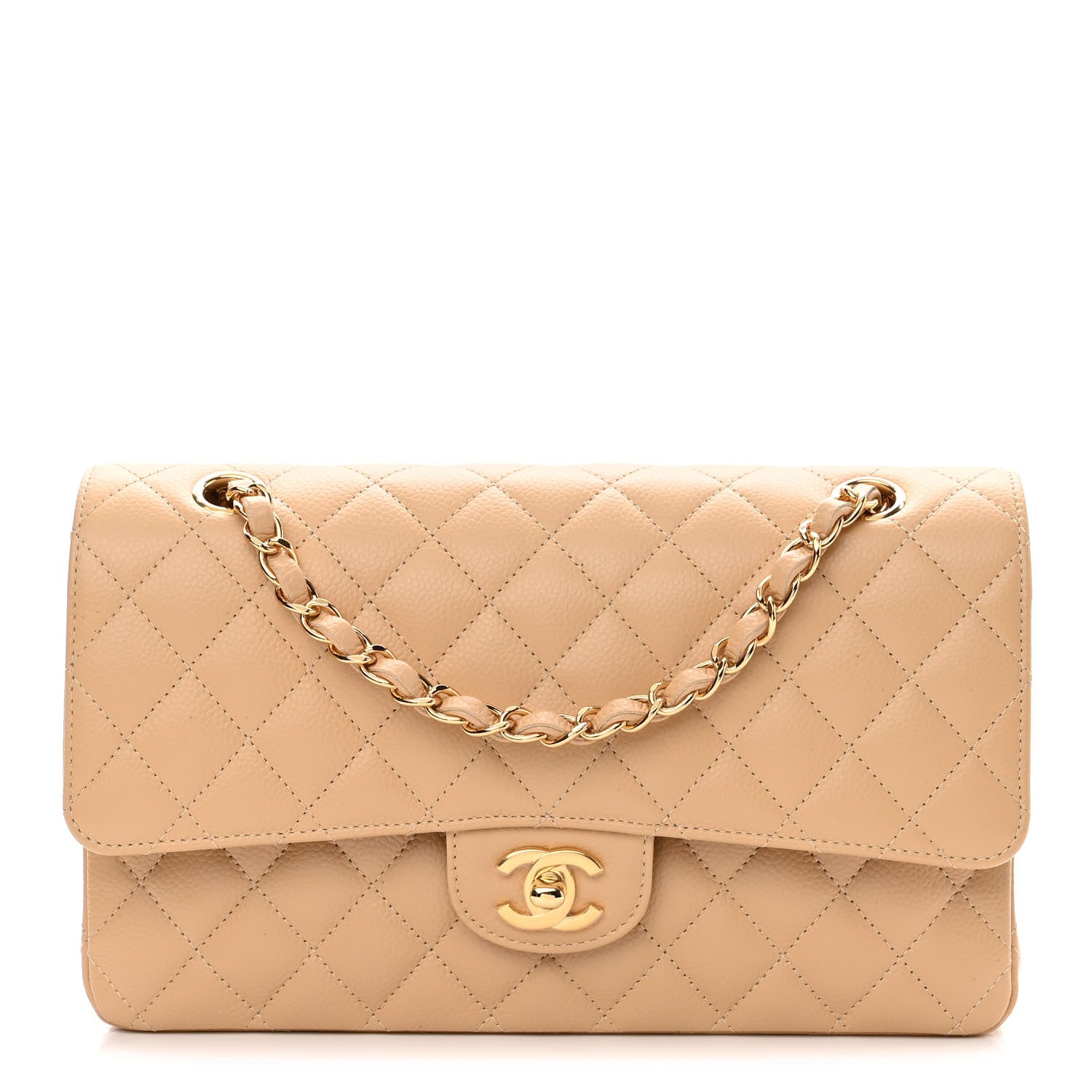 Chanel Caviar Quilted Medium Double Flap Beige Clair 1 of 12