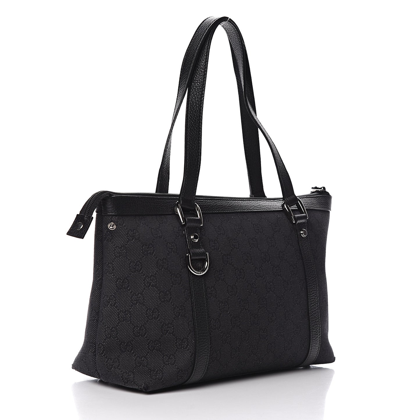 Denim Monogram Abbey Medium Tote Black
