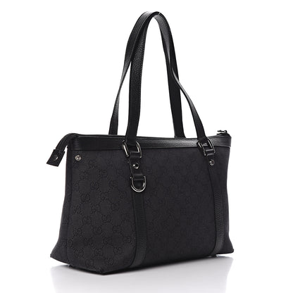 Gucci Denim Monogram Abbey Medium Tote Black 3 of 14