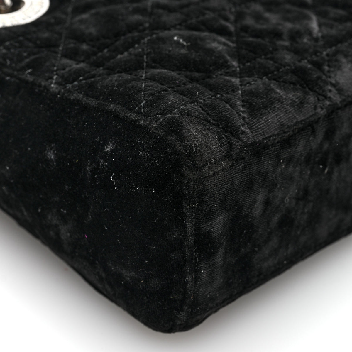 Velvet Crystal Mini Lady Dior Black