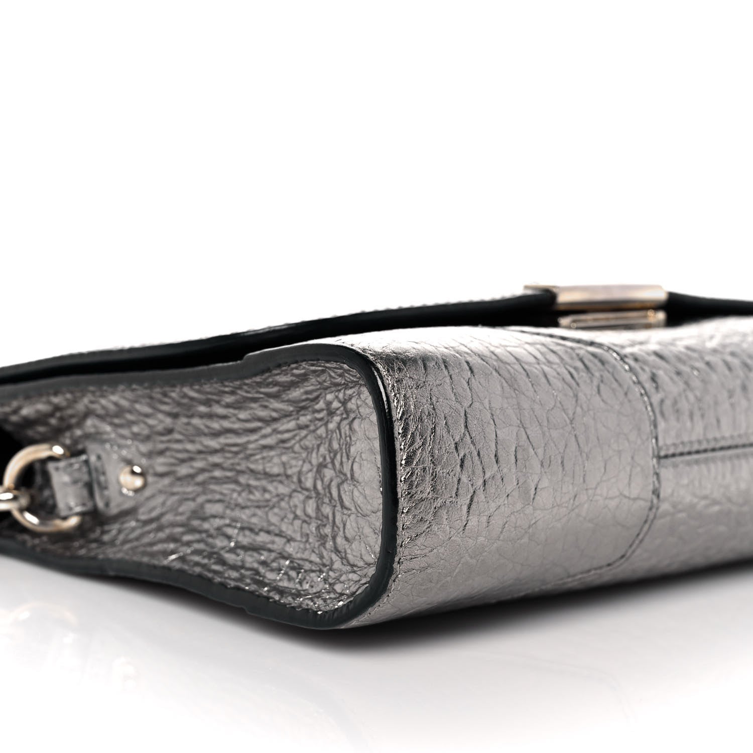 Burberry Metallic Grainy Calfskin Heritage Grain Crossbody Bag Silver 6 of 7