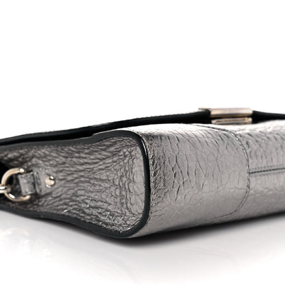 Burberry Metallic Grainy Calfskin Heritage Grain Crossbody Bag Silver 6 of 7