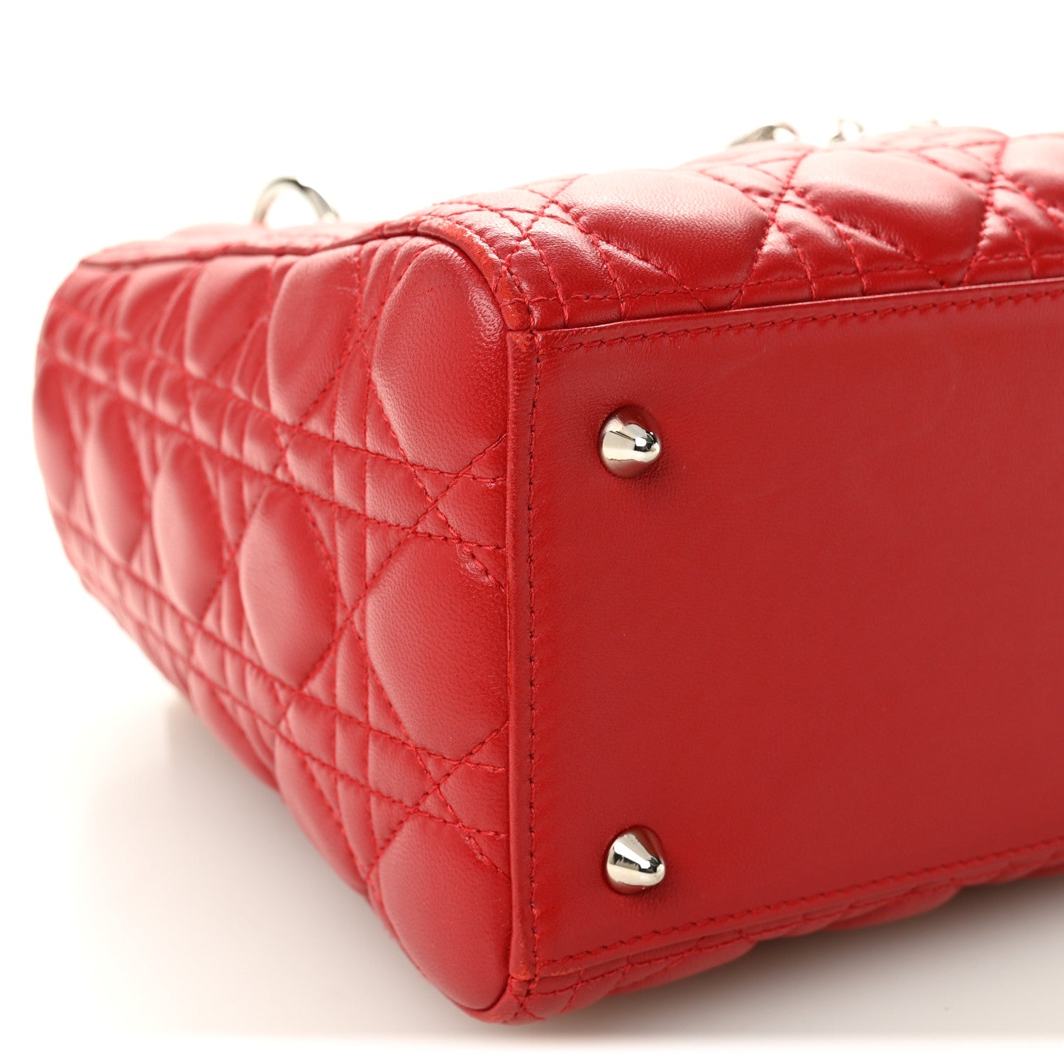 Christian Dior Lambskin Cannage Medium Lady Dior Red 8 of 9