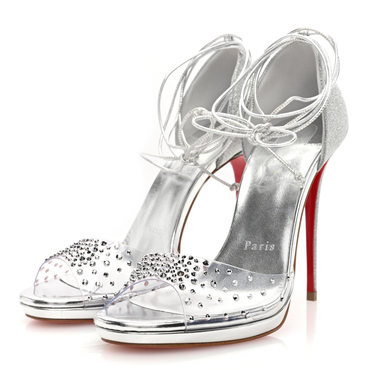 PVC Glitter Crystal Degratina Frou 120 Pumps 37 Silver