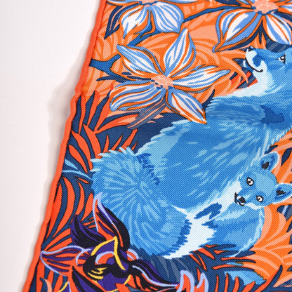 Hermes Silk Into the Canadian Wild Scarf 90 Cobalt Orange Ultraviolet 8 of 10