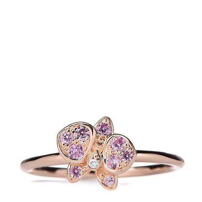 Cartier 18K Pink Gold Diamond Pink Sapphire Caresse D'Orchidees Par Ring 51 5.75 1 of 5