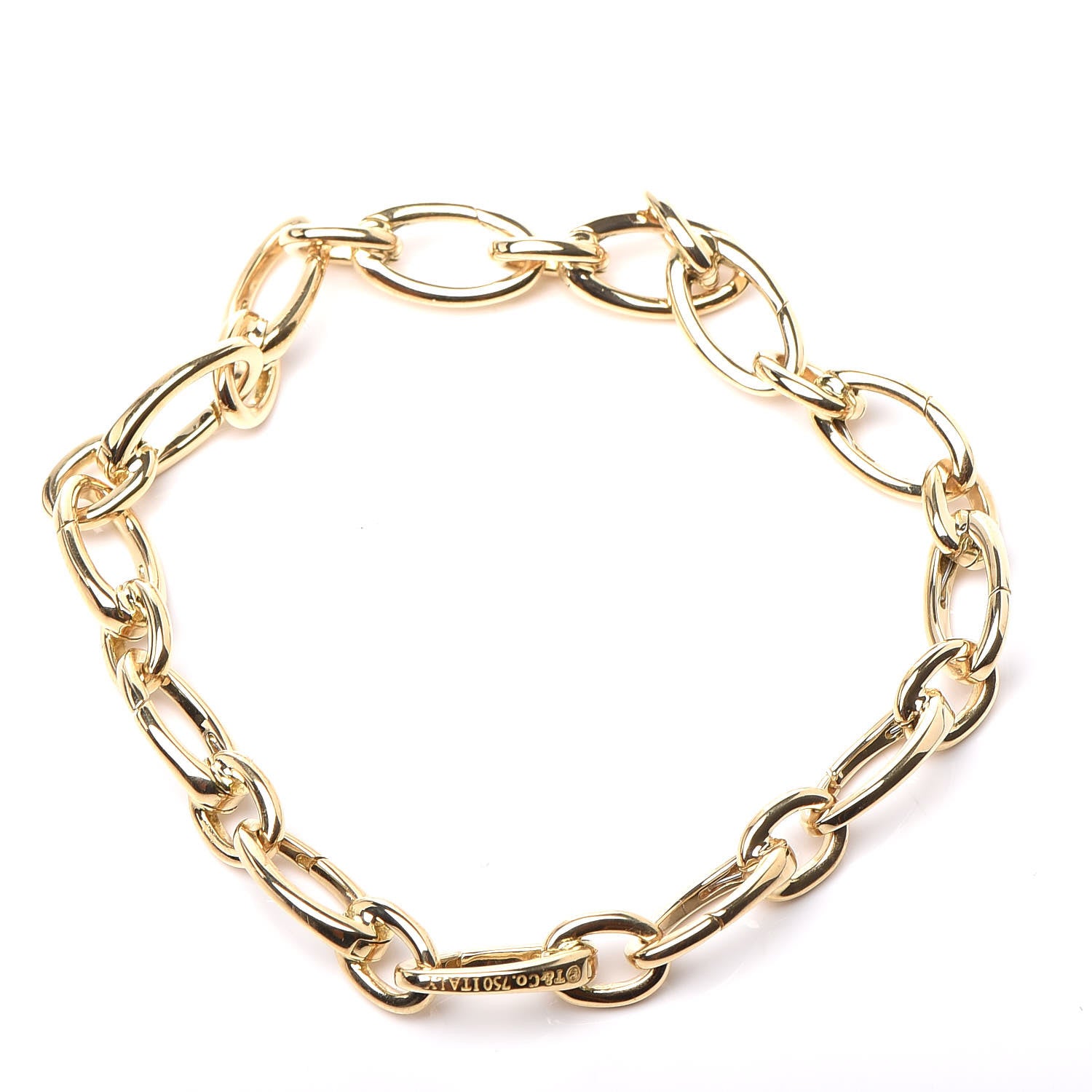 Tiffany 18K Yellow Gold Clasping Oval Link Bracelet 3 of 6