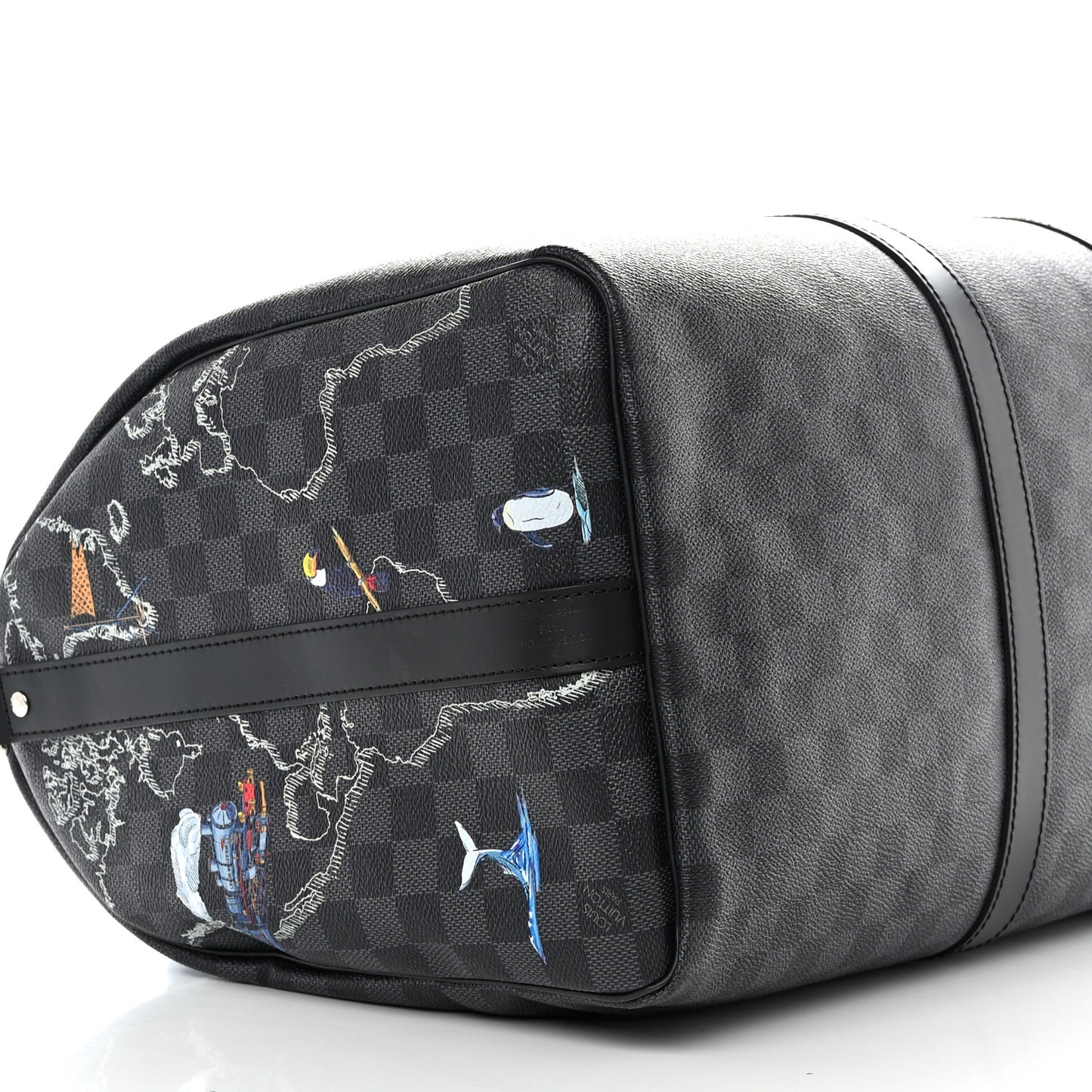 Damier Graphite World Map Keepall Bandouliere 50