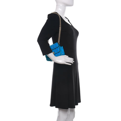 Valentino Garavani Calfskin Mini Rockstud Spike Shoulder Bag Blue Fluo 3 of 12
