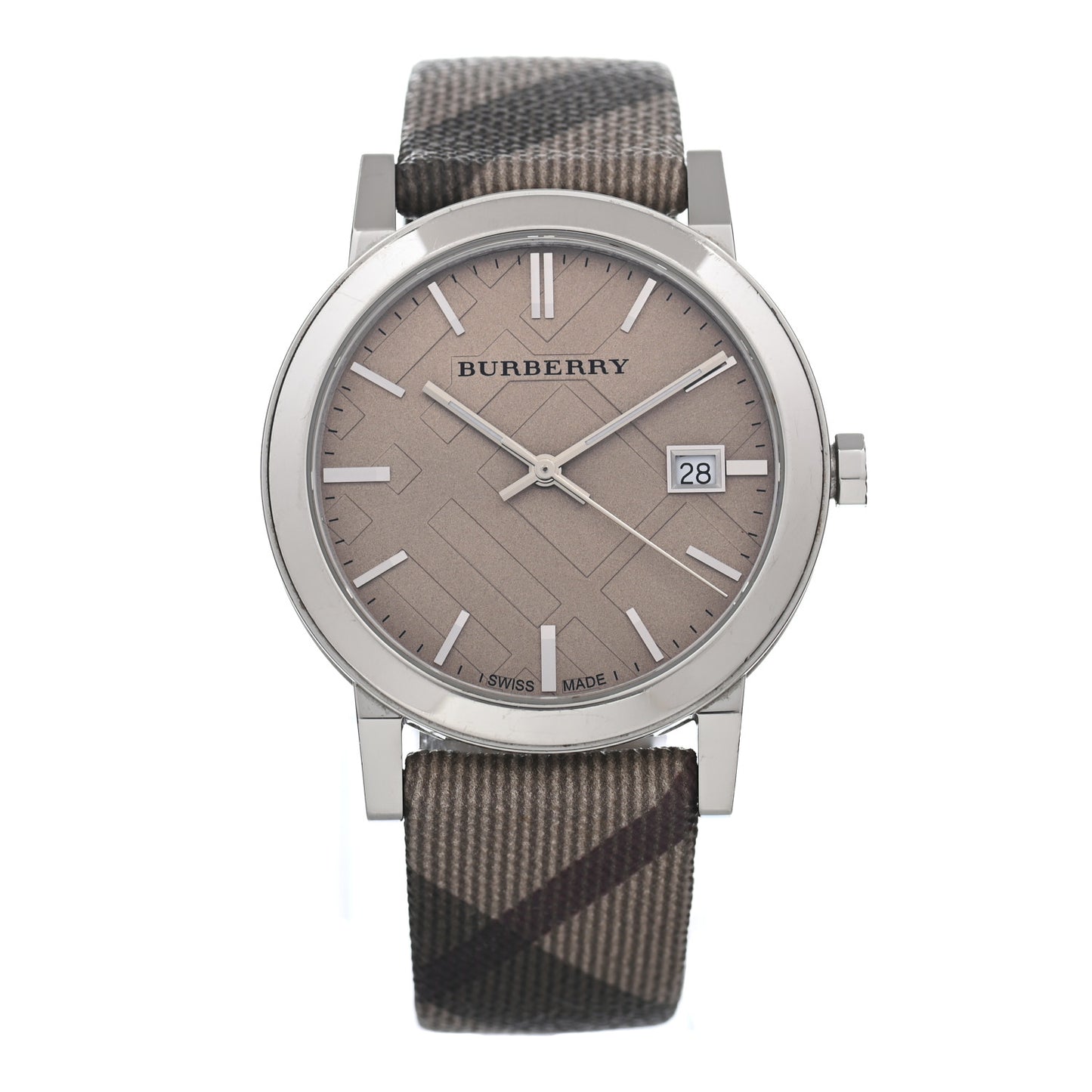 Stainless Steel 38mm Heritage Nova Check Quartz Watch Beige BU9023