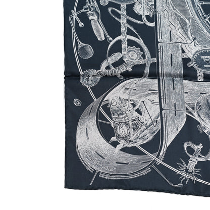 Hermes Silk Double Face Route 24 Scarf 90 Bleu Jean Marine 7 of 9