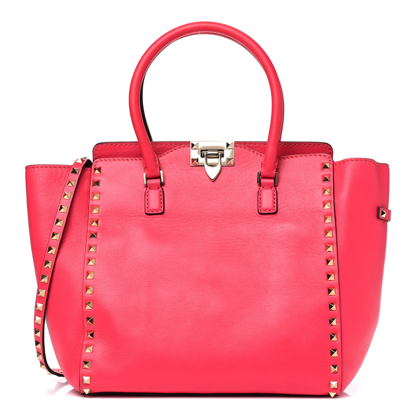 Vitello Rockstud Double Handle Tote Raspberry