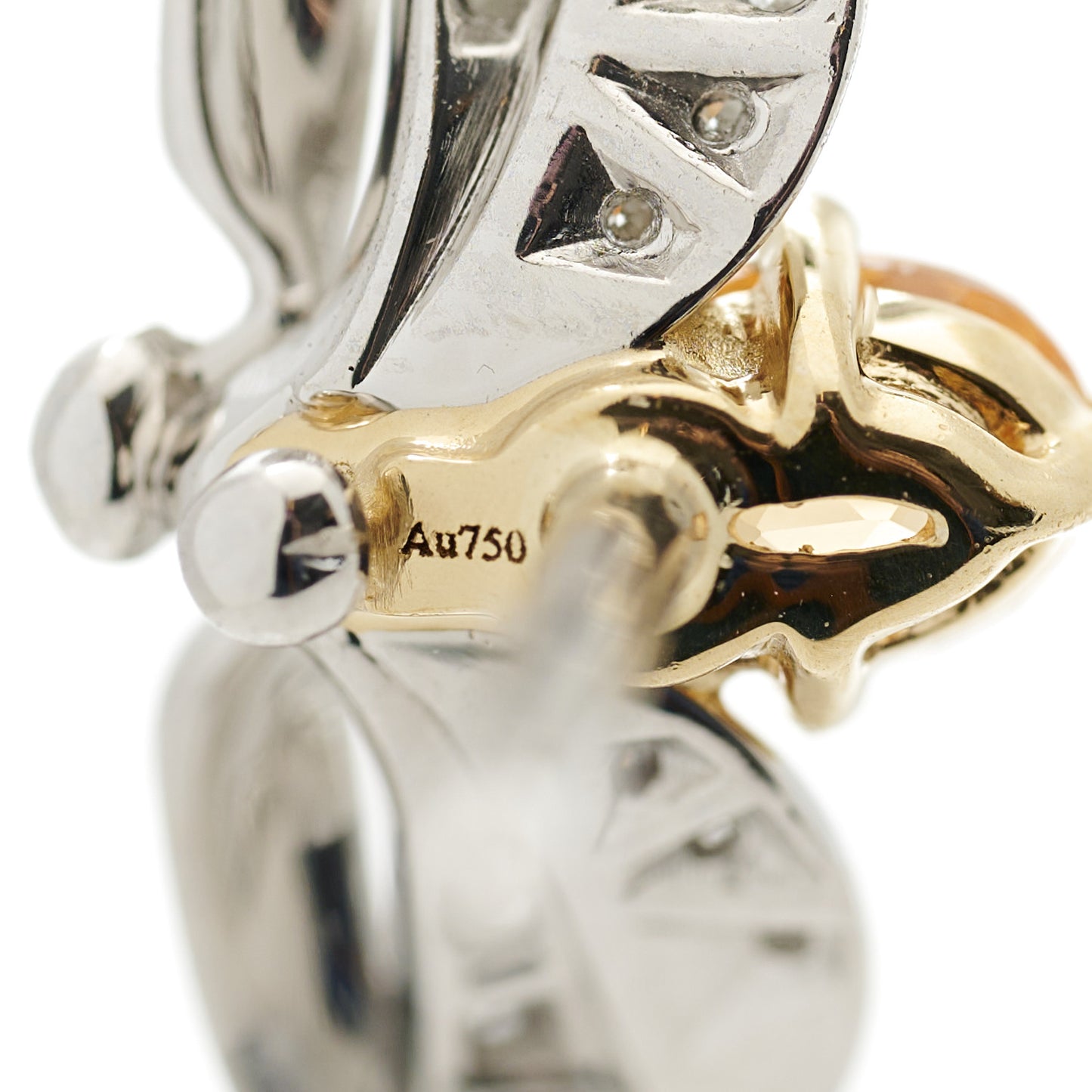 Platinum 18K Yellow Gold Diamond Spessartine Paper Flowers Firefly Earrings