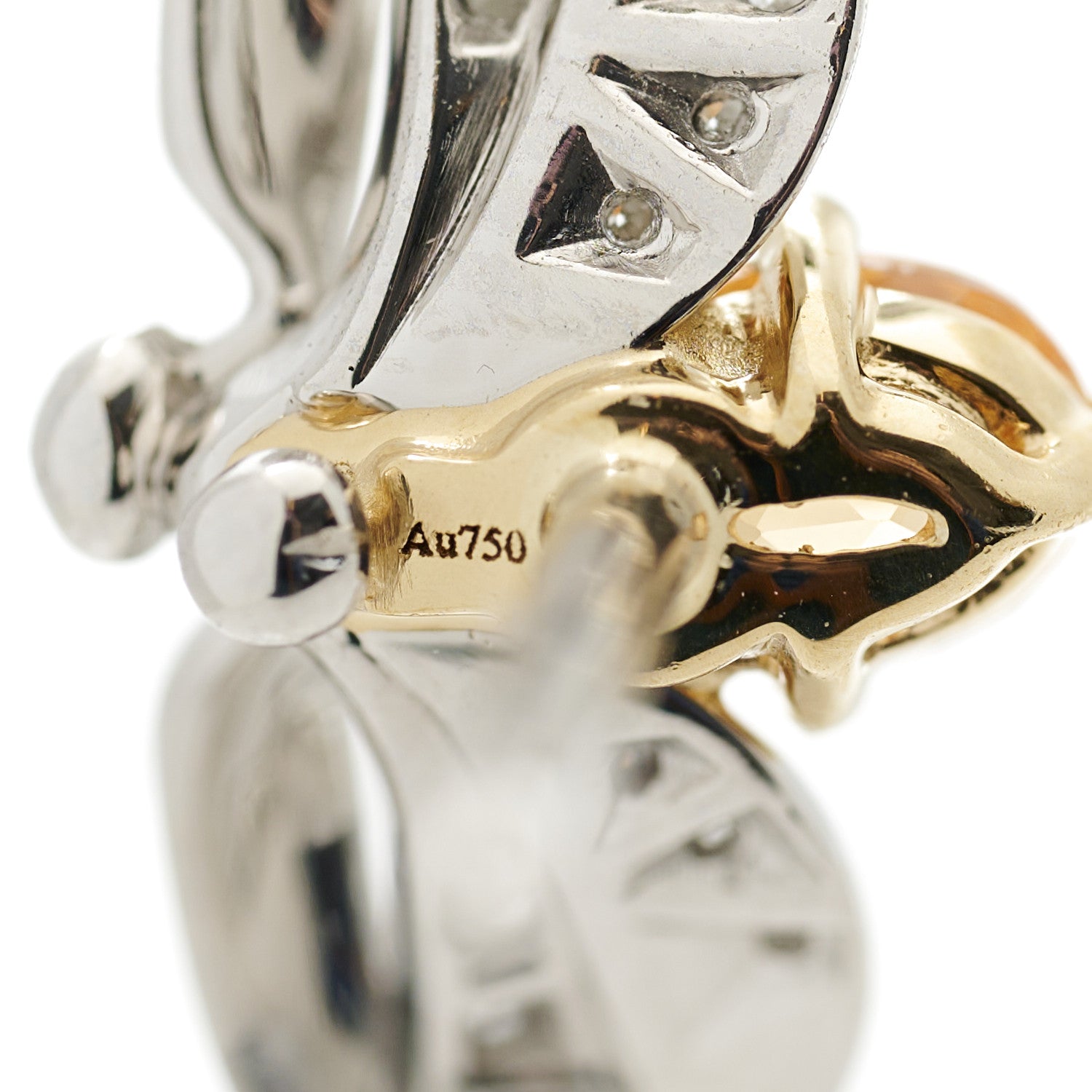 Tiffany Platinum 18K Yellow Gold Diamond Spessartine Paper Flowers Firefly Earrings 4 of 6