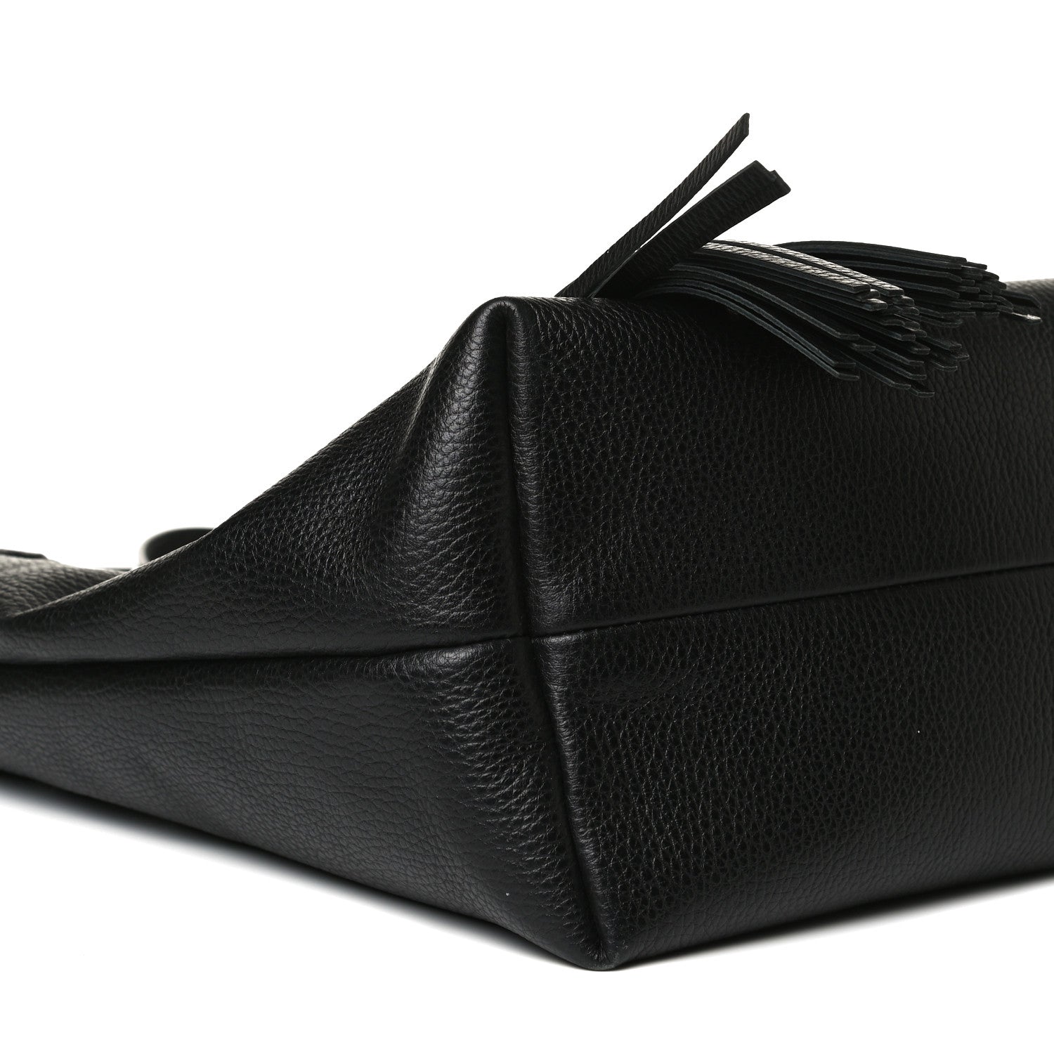 Gucci Pebbled Calfskin Bamboo Tassel Tote Black 7 of 12