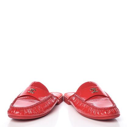 Chanel Patent Calfskin CC Mules 37 Red 6 of 16