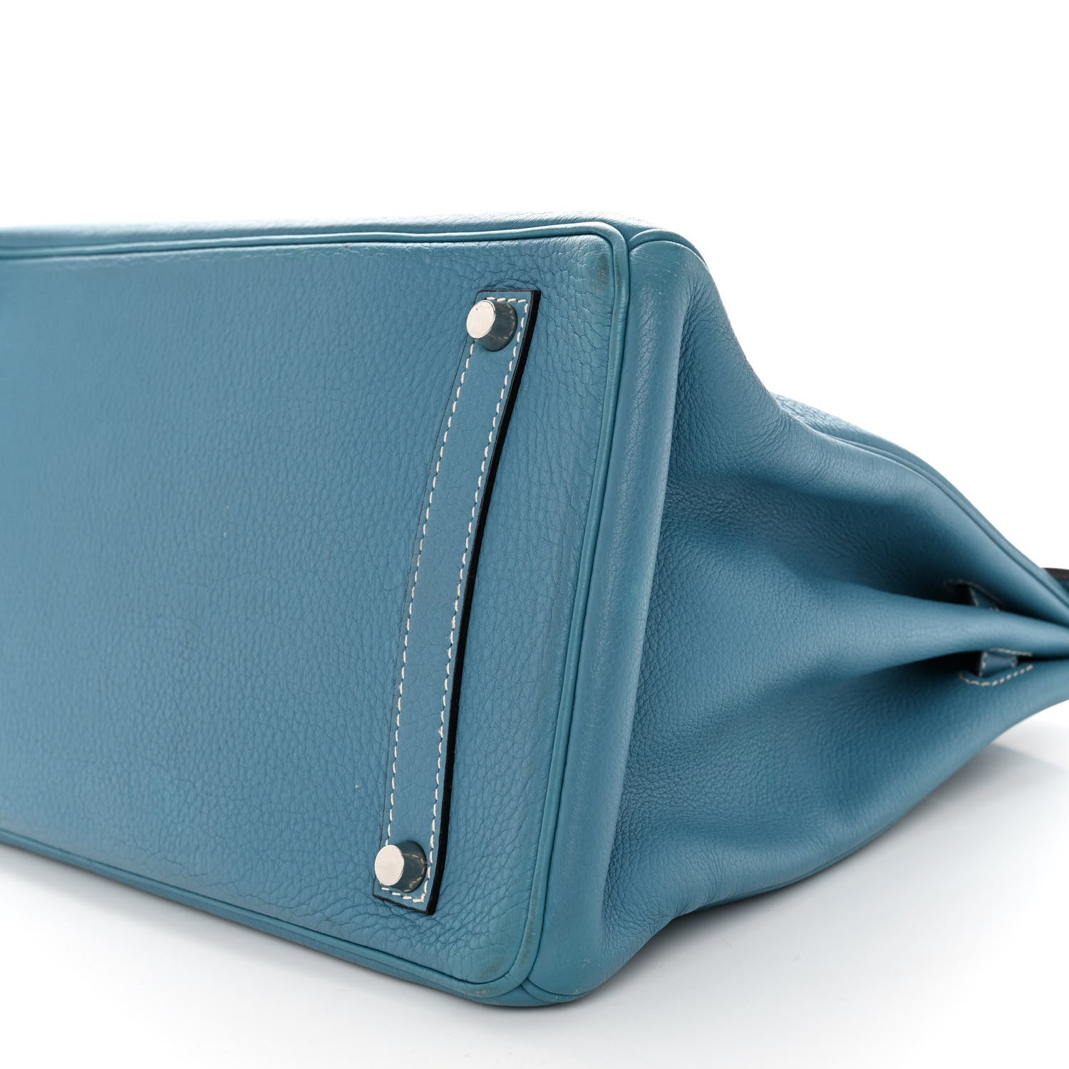 Hermes Taurillon Clemence Birkin 35 Blue Jean 10 of 14