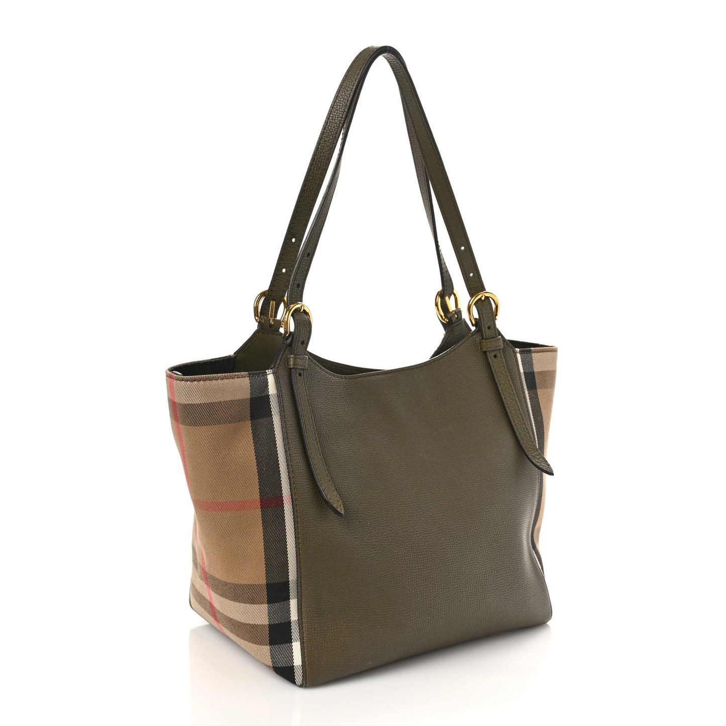 Grainy Calfskin House Check Small Canterbury Olive Melange