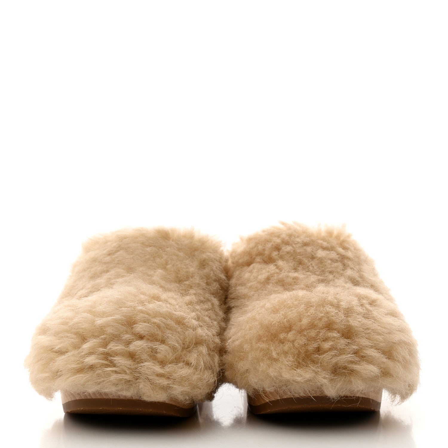 Chanel Shearling Lambskin Clogs 36 Beige 2 of 9