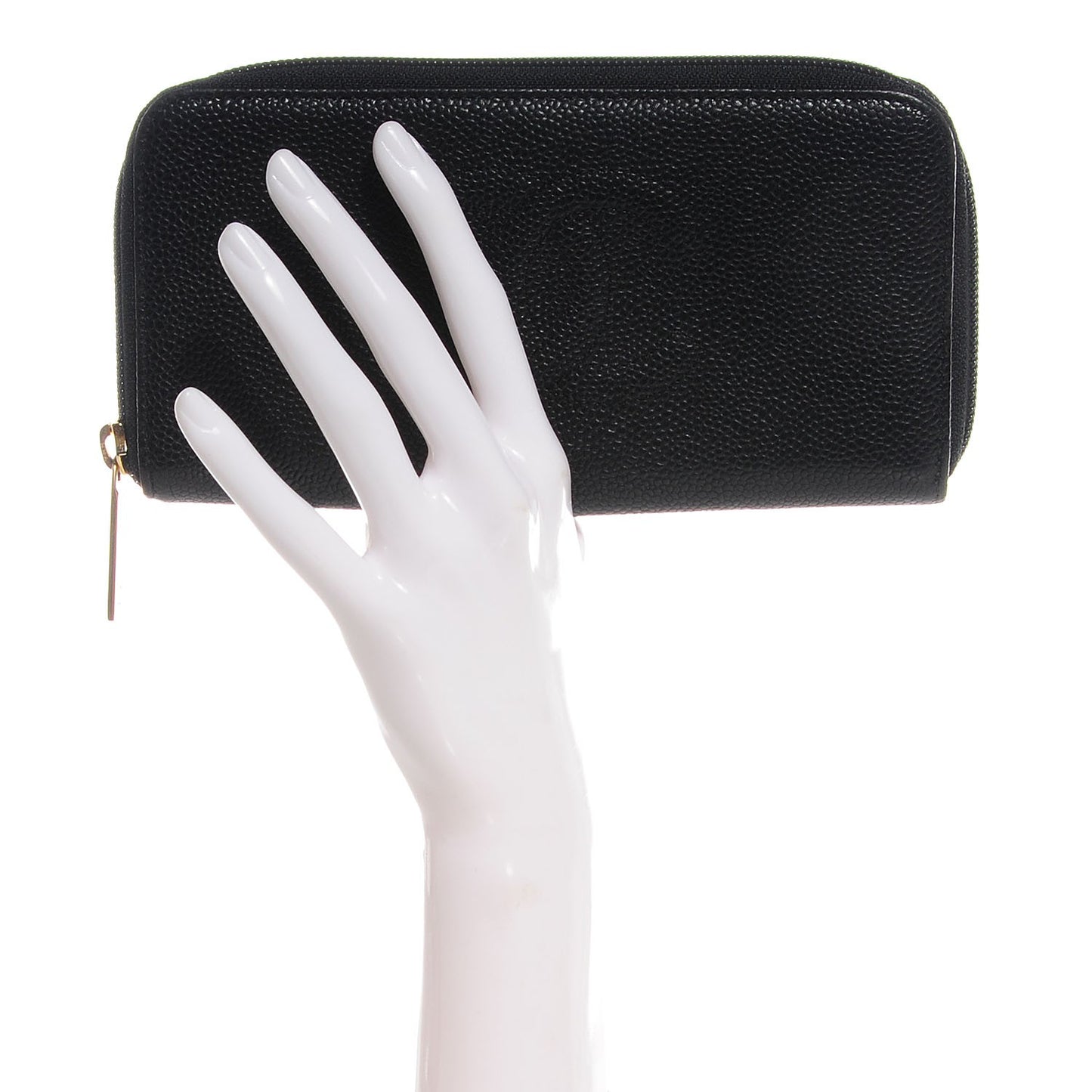 Caviar Large Timeless CC Zip Around Wallet Black