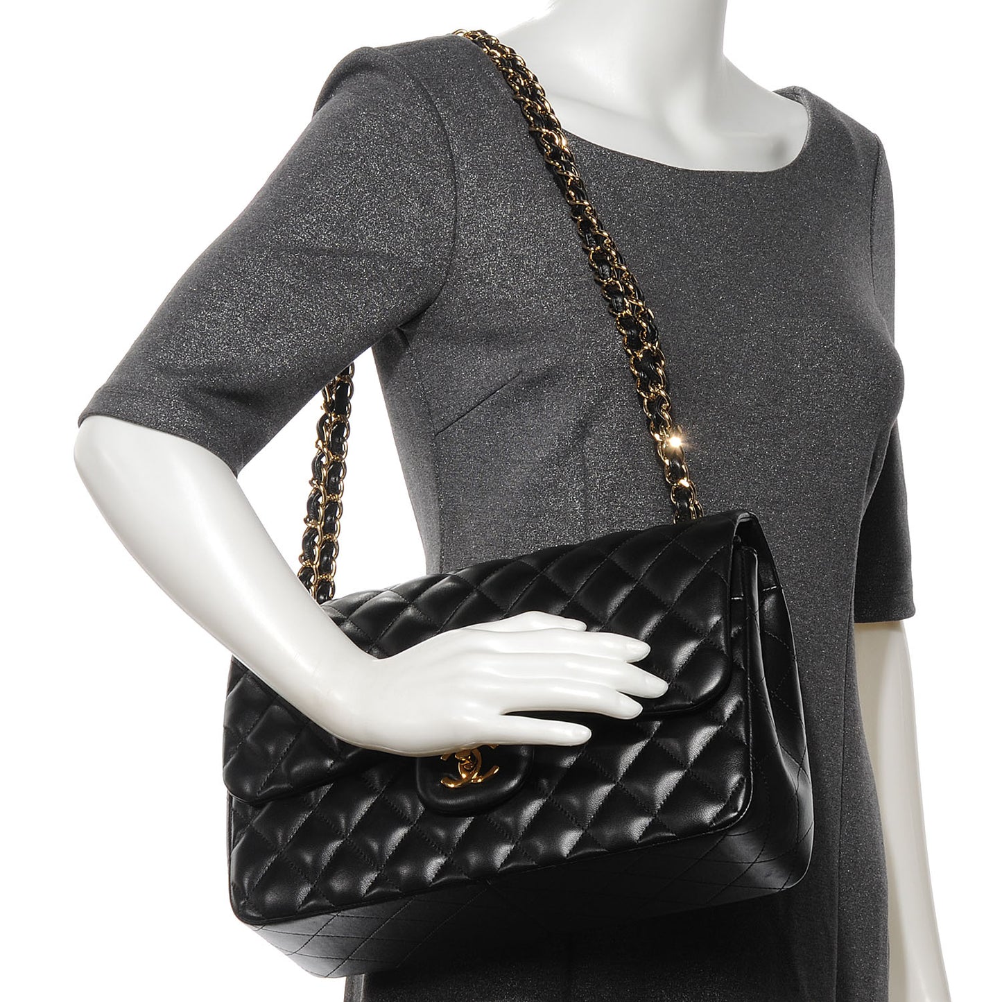 Lambskin Jumbo Double Flap Black