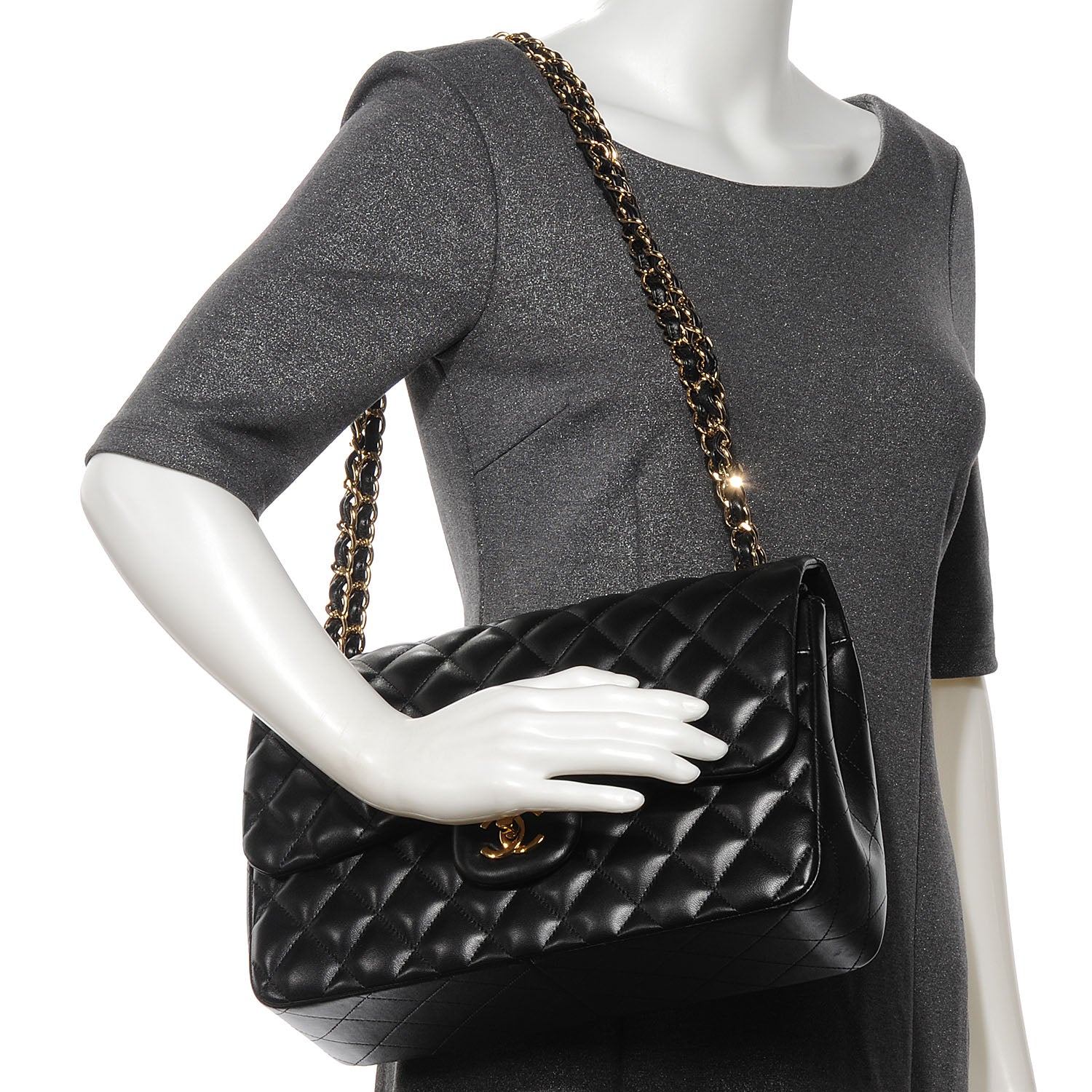 Chanel Lambskin Jumbo Double Flap Black 2 of 8