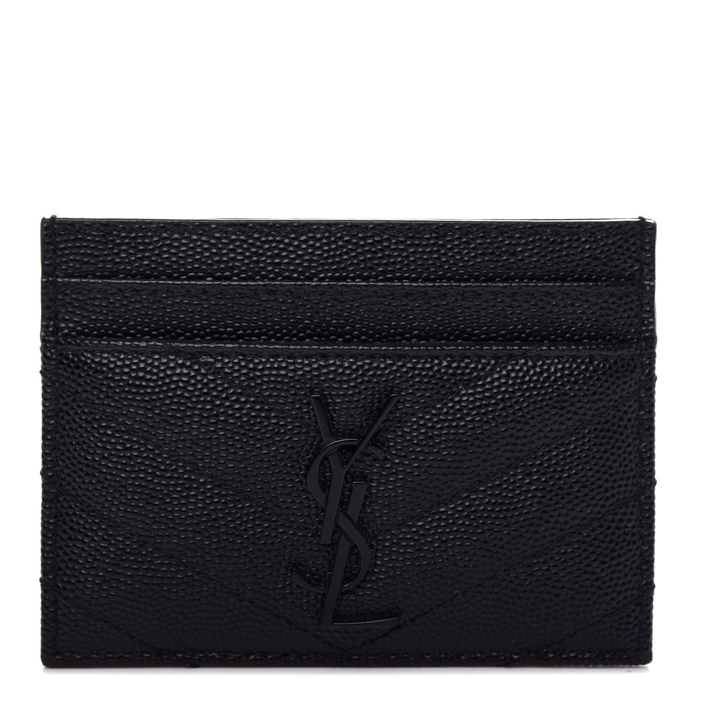 Grain De Poudre Matelasse Chevron Monogram Credit Card Case Black