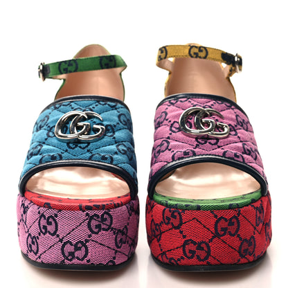 Gucci Monogram Multicolor Criss Cross Sandals 39 Light Blue Blue Pink Tabasco 2 of 9