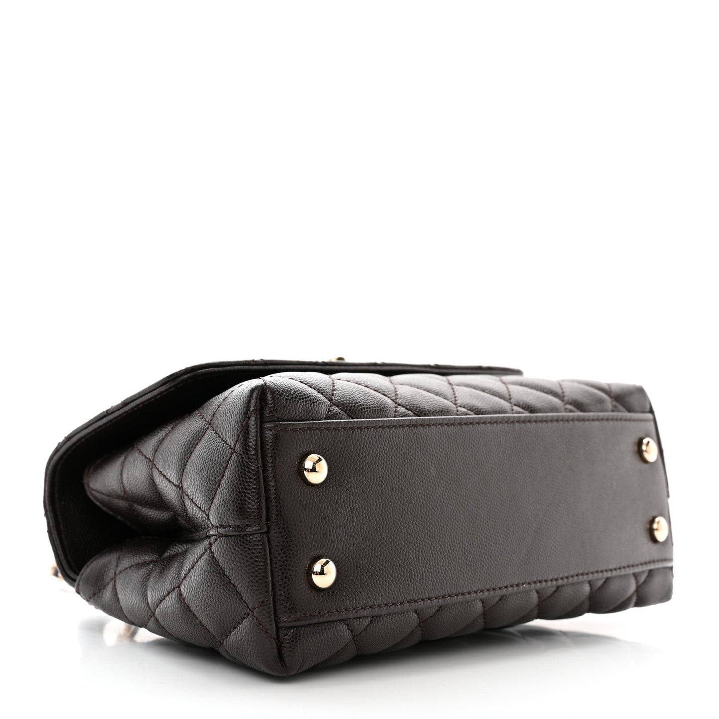 Caviar Quilted Mini Coco Handle Flap Dark Brown