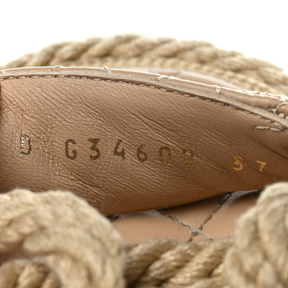 Chanel Cord Lambskin Quilted Logo Sandals 37 Beige 6 of 8