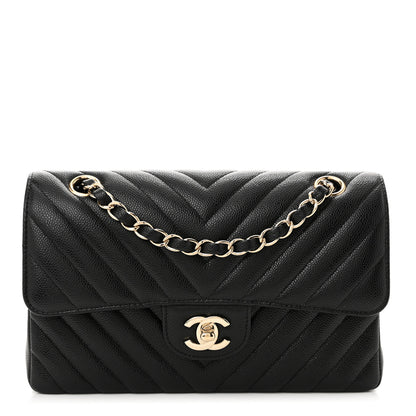 Chanel Caviar Chevron Quilted Small Double Flap Black 1 of 11