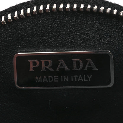 Prada Spazzolato Round Coin Pouch Bag Charm Black 6 of 7