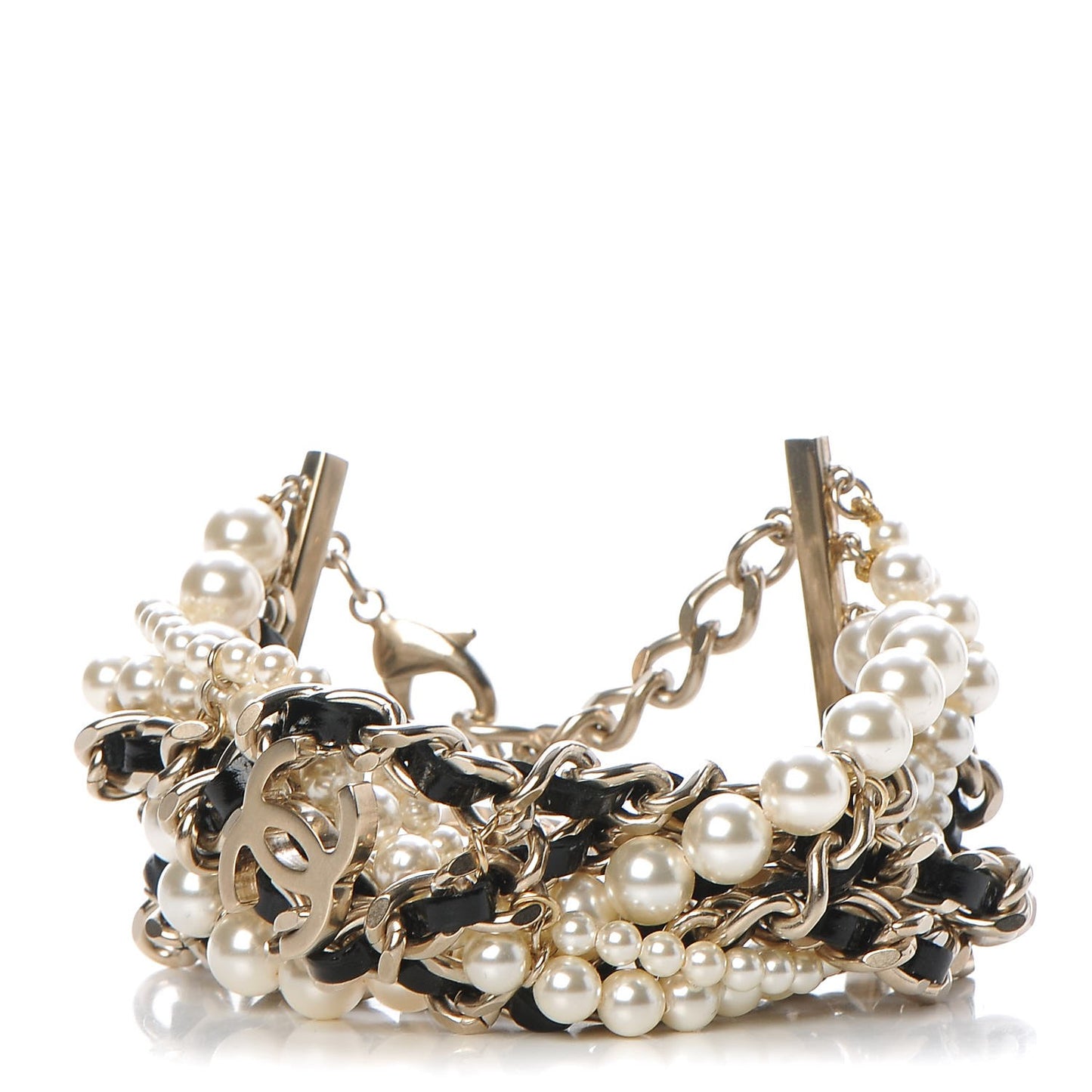 Pearl CC Multistrand Bracelet Light Gold