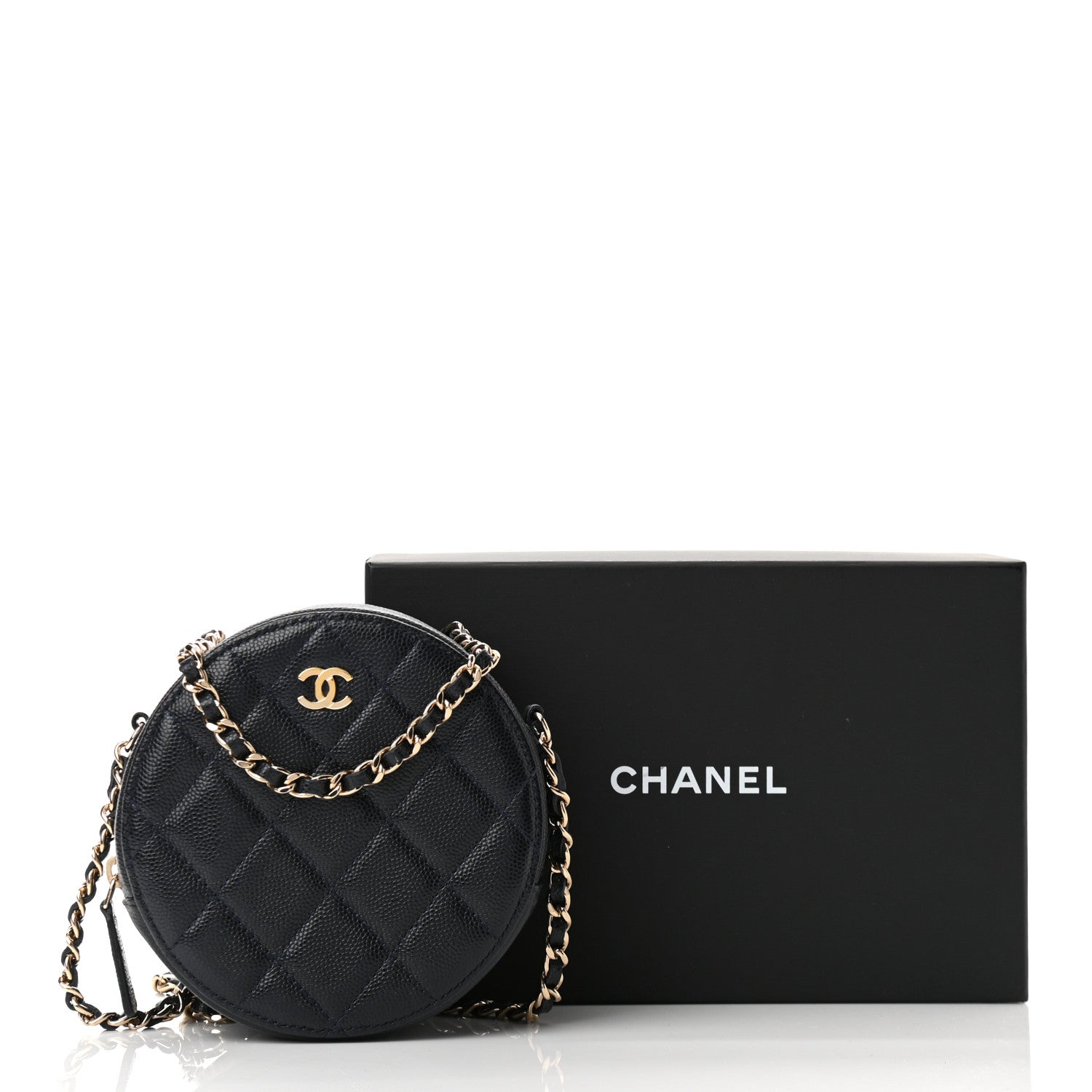 Chanel Caviar Quilted Round Clutch With Chain Black 11 of 11