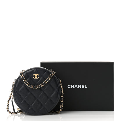 Chanel Caviar Quilted Round Clutch With Chain Black 11 of 11