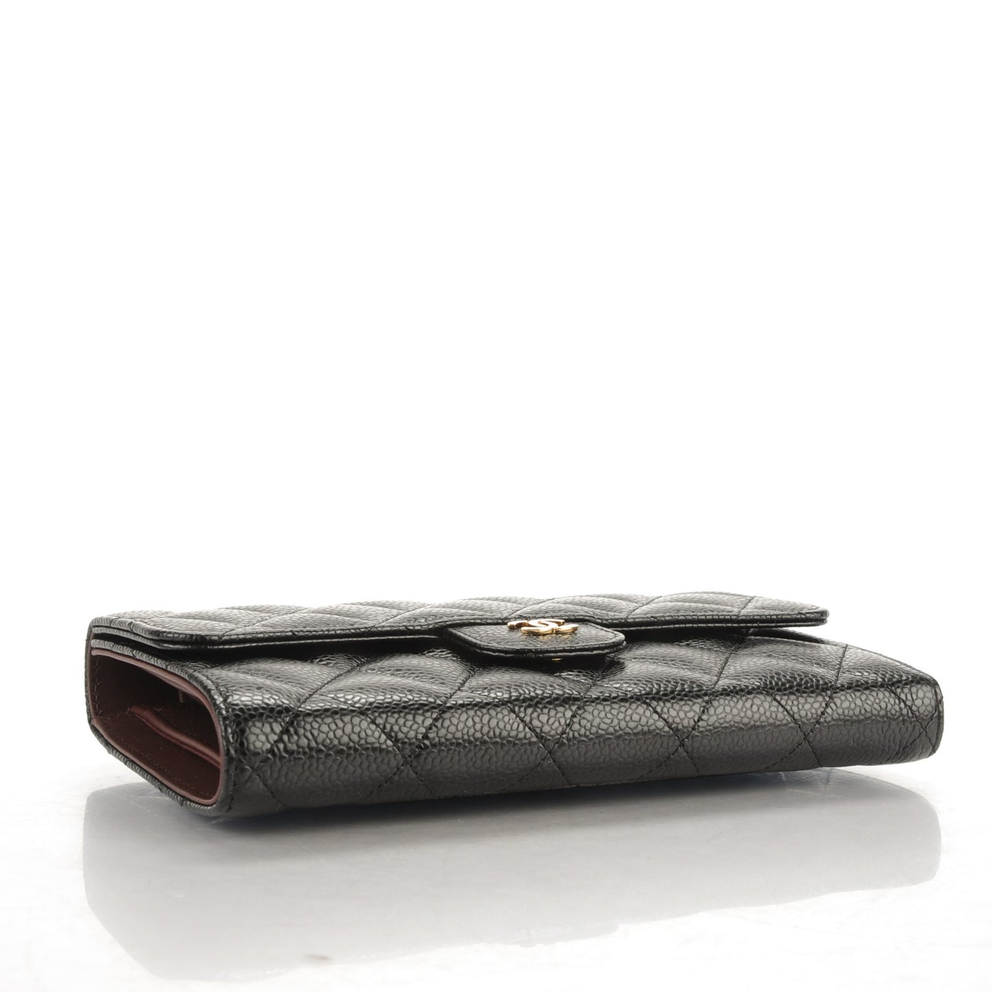 Caviar Quilted Large Flap Wallet Black