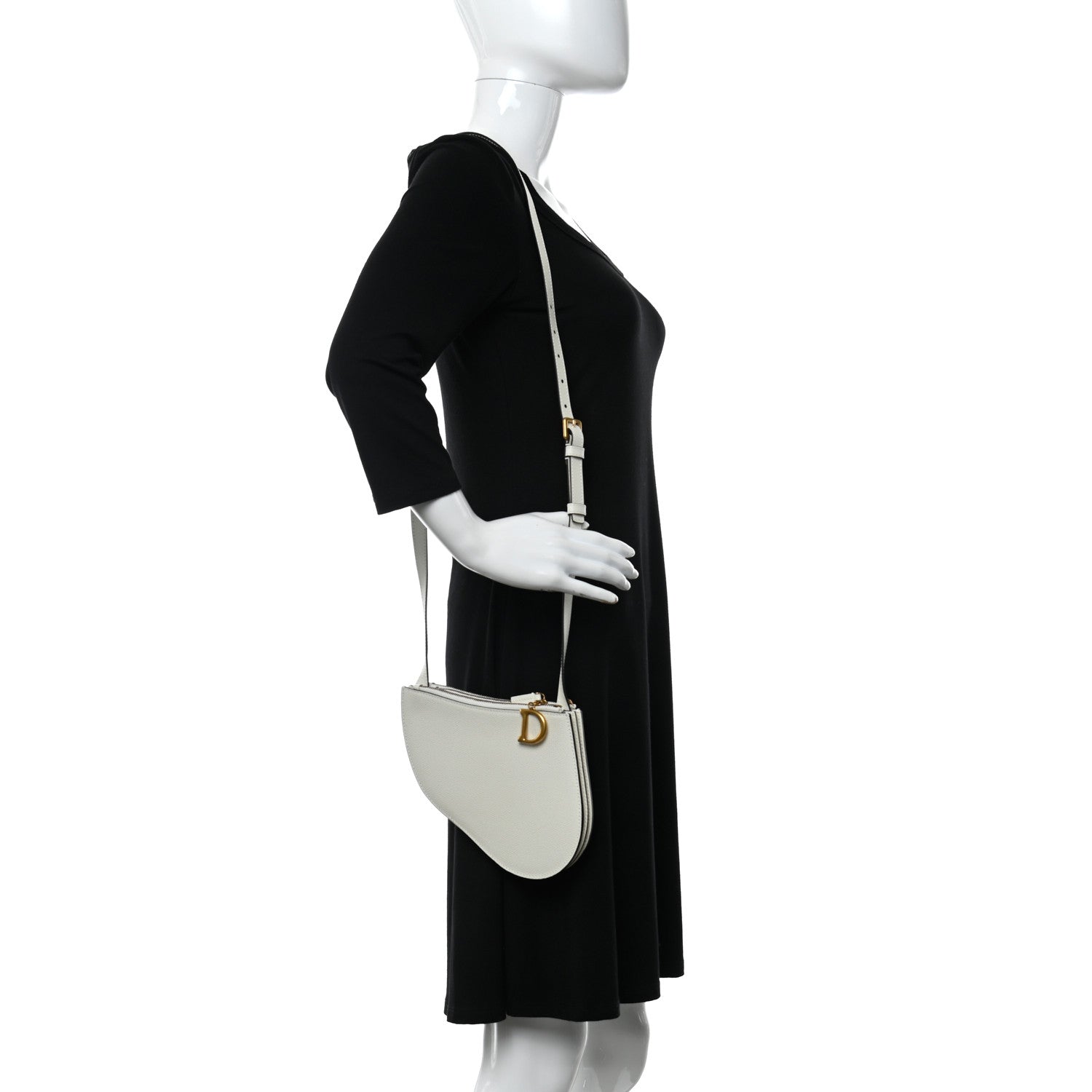 Christian Dior Grained Calfskin Saddle Pouch With Strap White 2 of 9