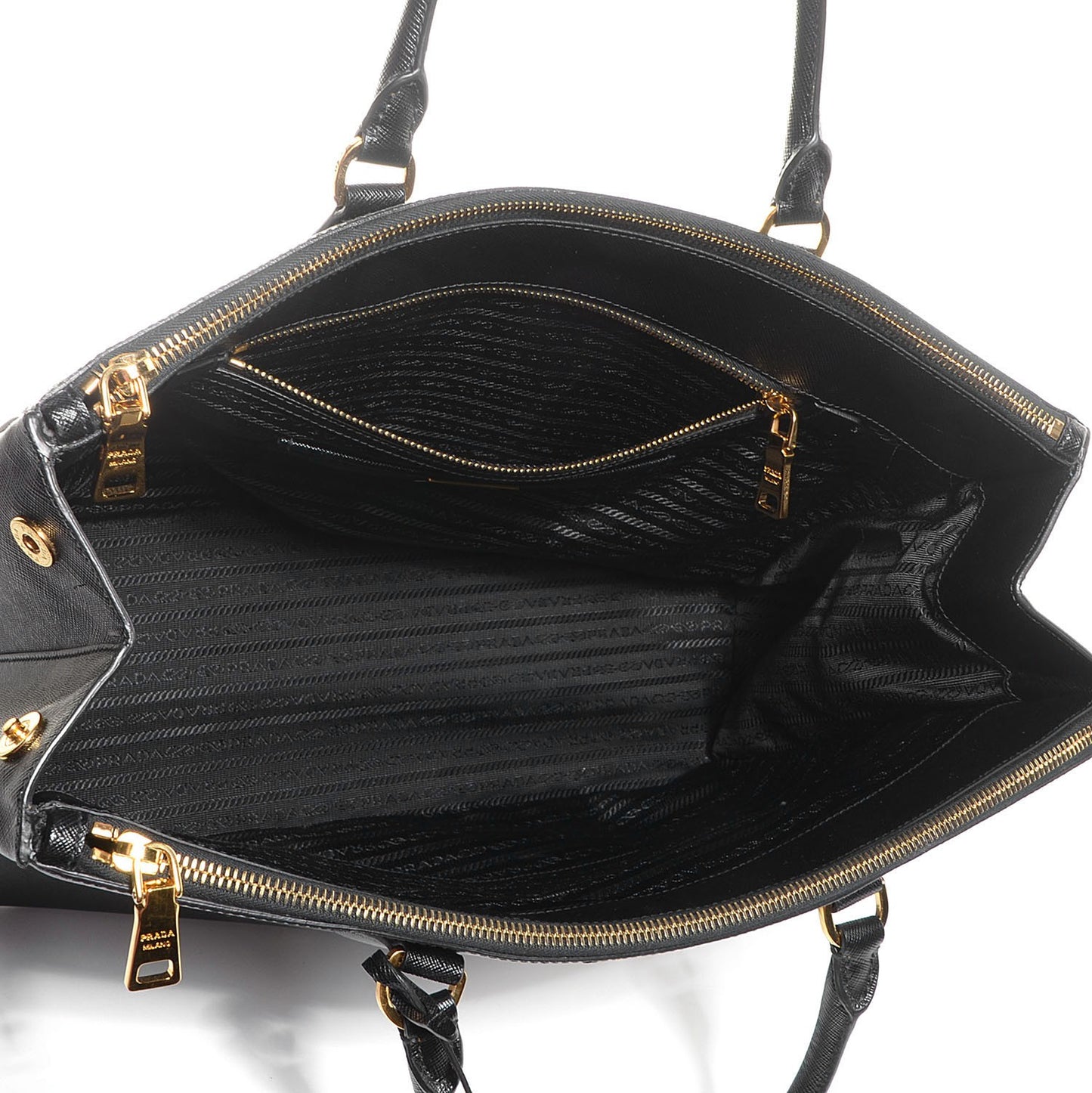 Saffiano Lux Extra Large Galleria Double Zip Tote Black