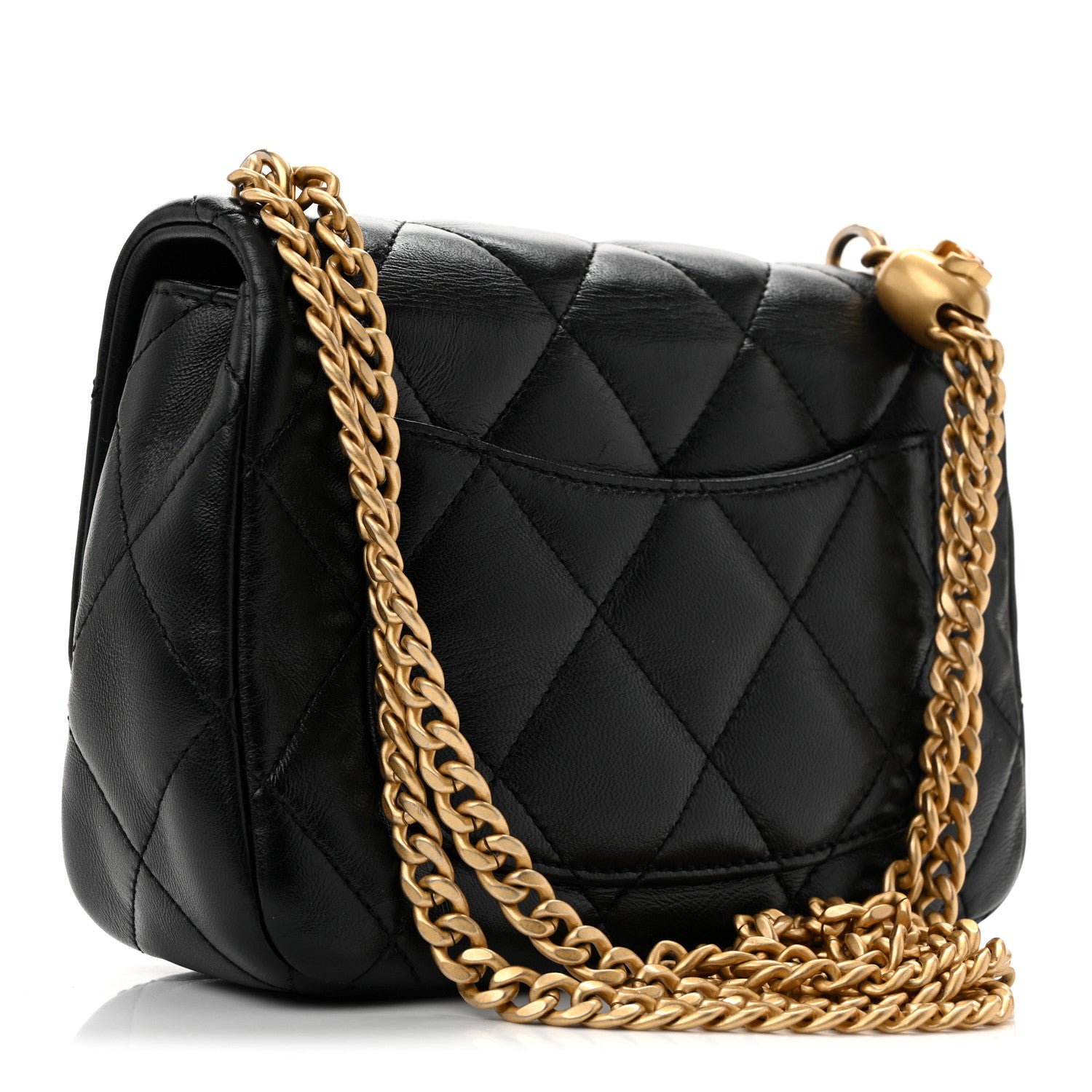 Chanel Shiny Lambskin Quilted Mini Sweetheart Flap Black 3 of 12