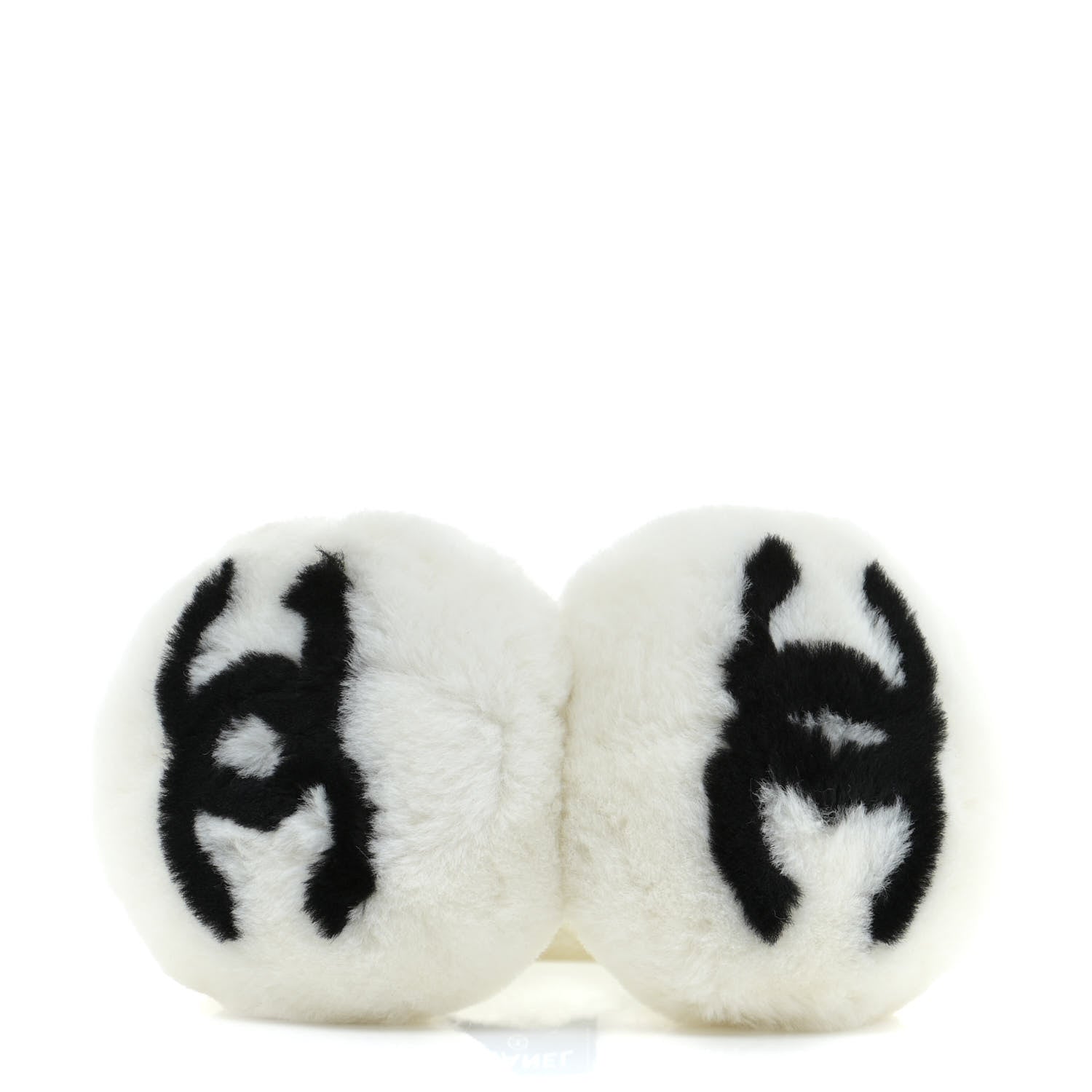 Chanel Shearling CC Ear Muffs White Black 3 of 4