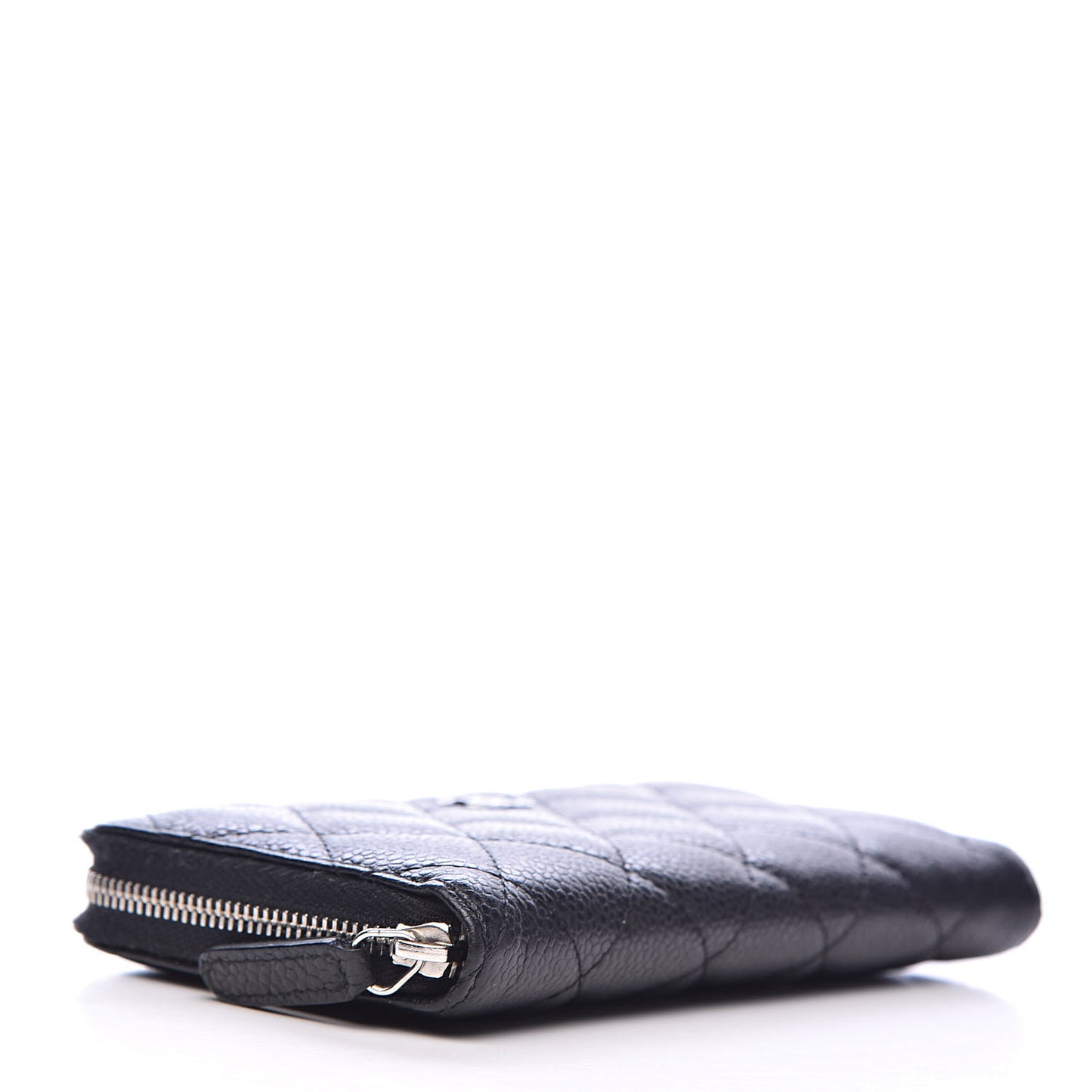Caviar Quilted Small Gusset Zip Around Wallet Black