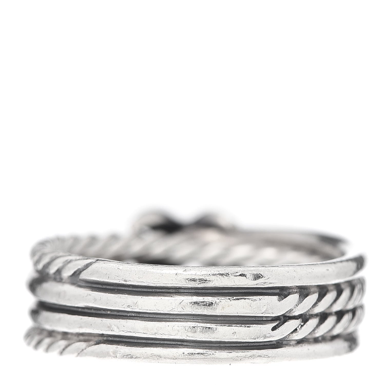 David Yurman Sterling Silver Diamond X Crossover Ring 54 6.75 3 of 4