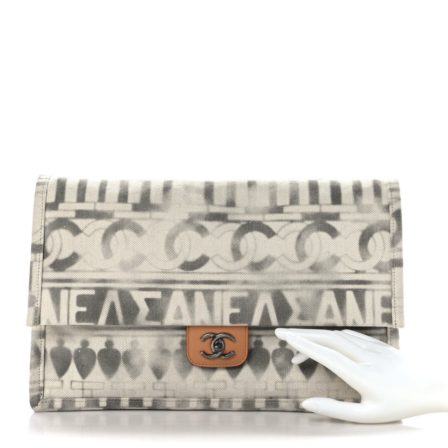 Canvas Iliad Flap Clutch Beige