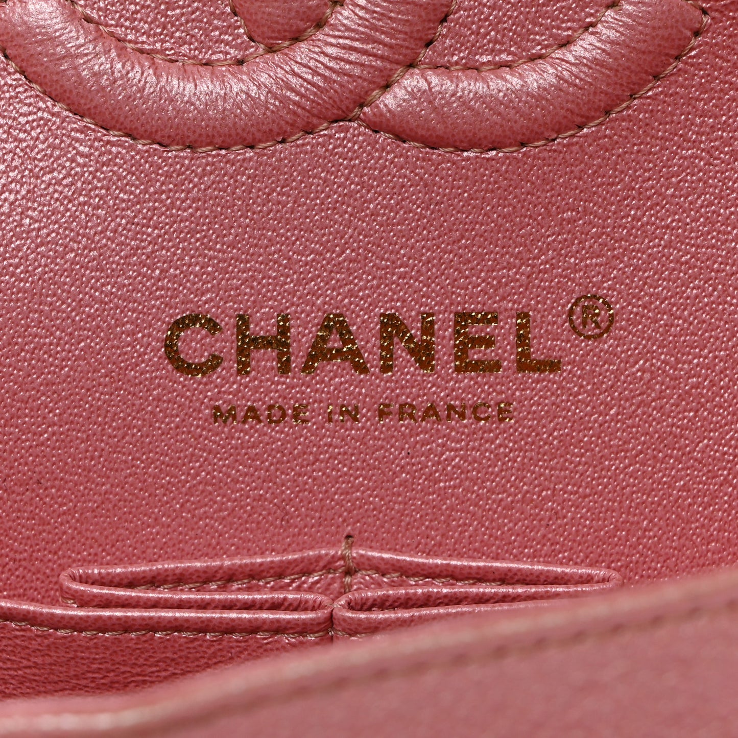 Iridescent Caviar Quilted Small Double Flap Pink