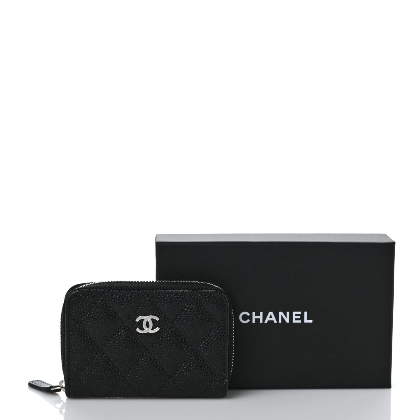 Caviar Quilted Classic Zipped Coin Purse Black